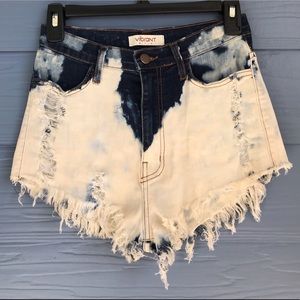 High Waisted Acid Wash Distressed Jean Shorts